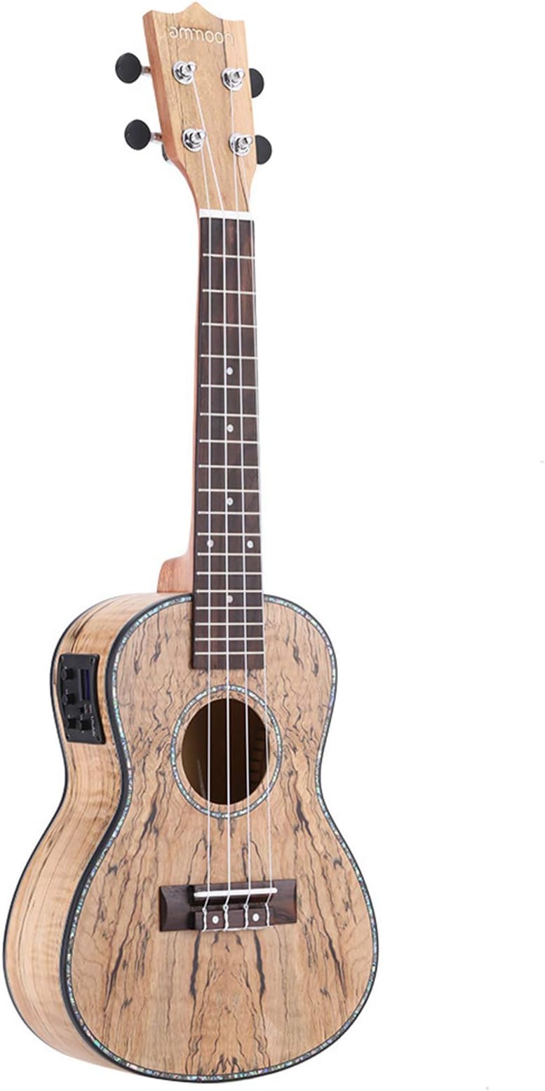 mewmewcat 24'' Deadwood (Rare Material) Ukulele Hawaii Guitar with LED EQ Cowry Shell Brims OX Bone dle 4 Strings Instrument