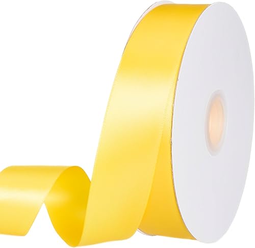 Cinta amarilla de maíz, cinta de satén de poliéster de doble cara de color sólido, 1 12 pulgadas de ancho, 100 yardas de largo, perfecta para bodas,