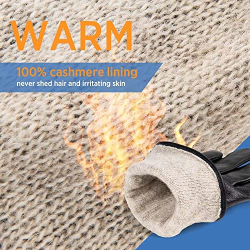 Image of Alepo Genuine Sheepskin Leather Gloves for Men, Winter Warm Touchscreen Texting Cashmere Lined Driving Motorcycle Gloves