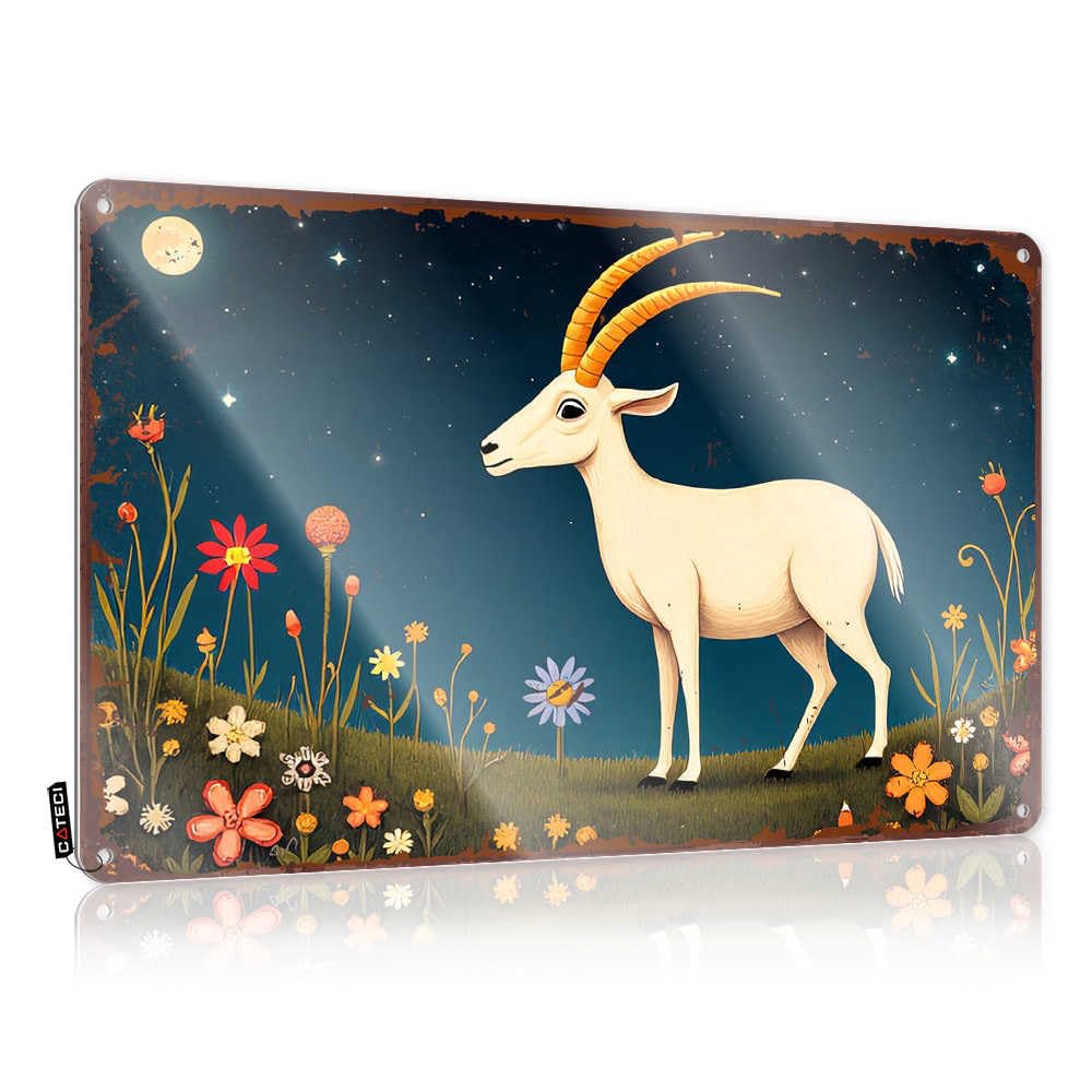 Fzfn Colour Nightly Serenity: A Gazelle Amidst Starlit Flowers Boho Mimosa - Funny Sign Decor Hanging Wall Decor(30X40cm)