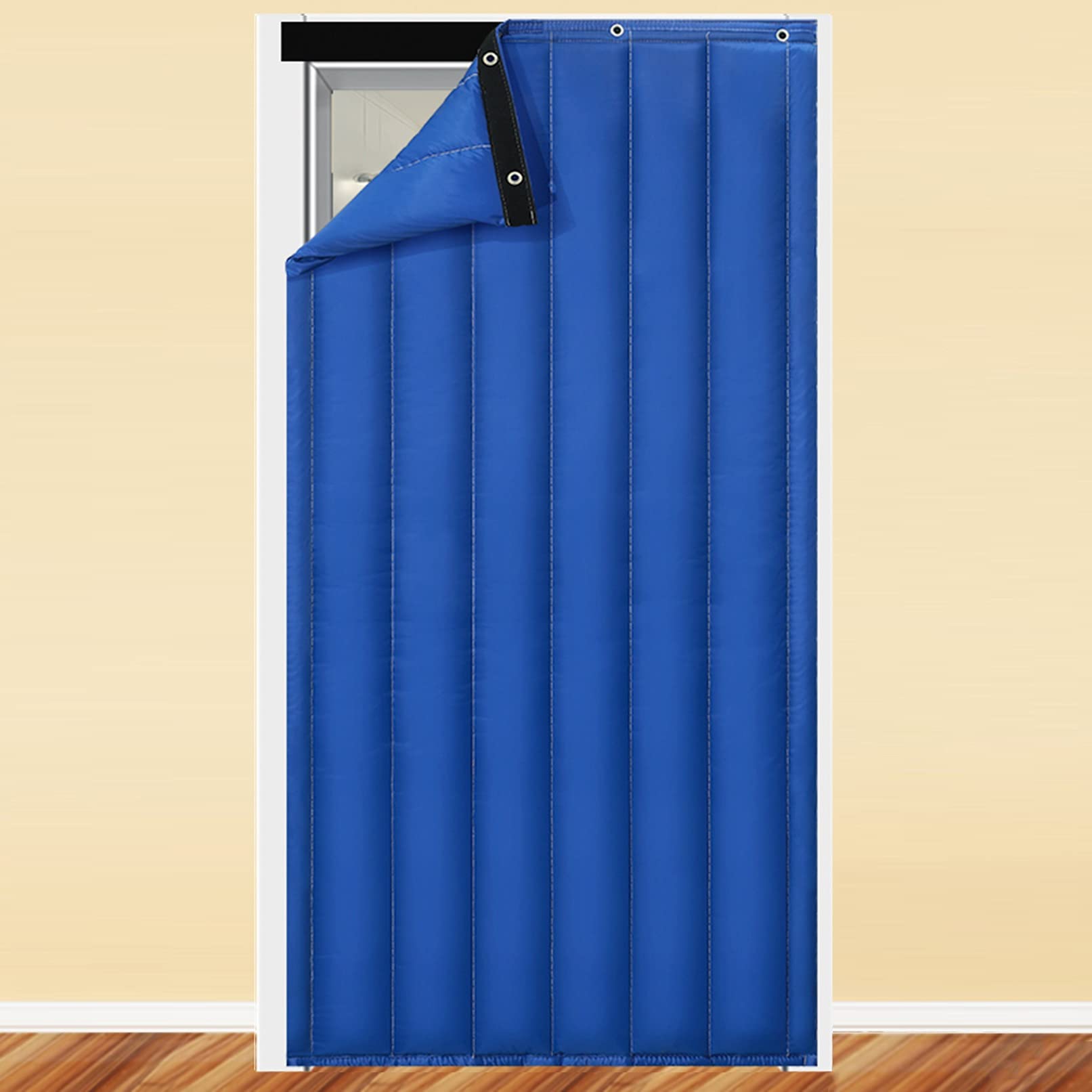 ADASP Thermal Insulated Door Curtains Blackout Room Darkening Panels Screen Door Soundproof Curtains Blue Grommet Doorway Curtain for Home Patio Garage Pet Friendly Easy Install Tieback Include