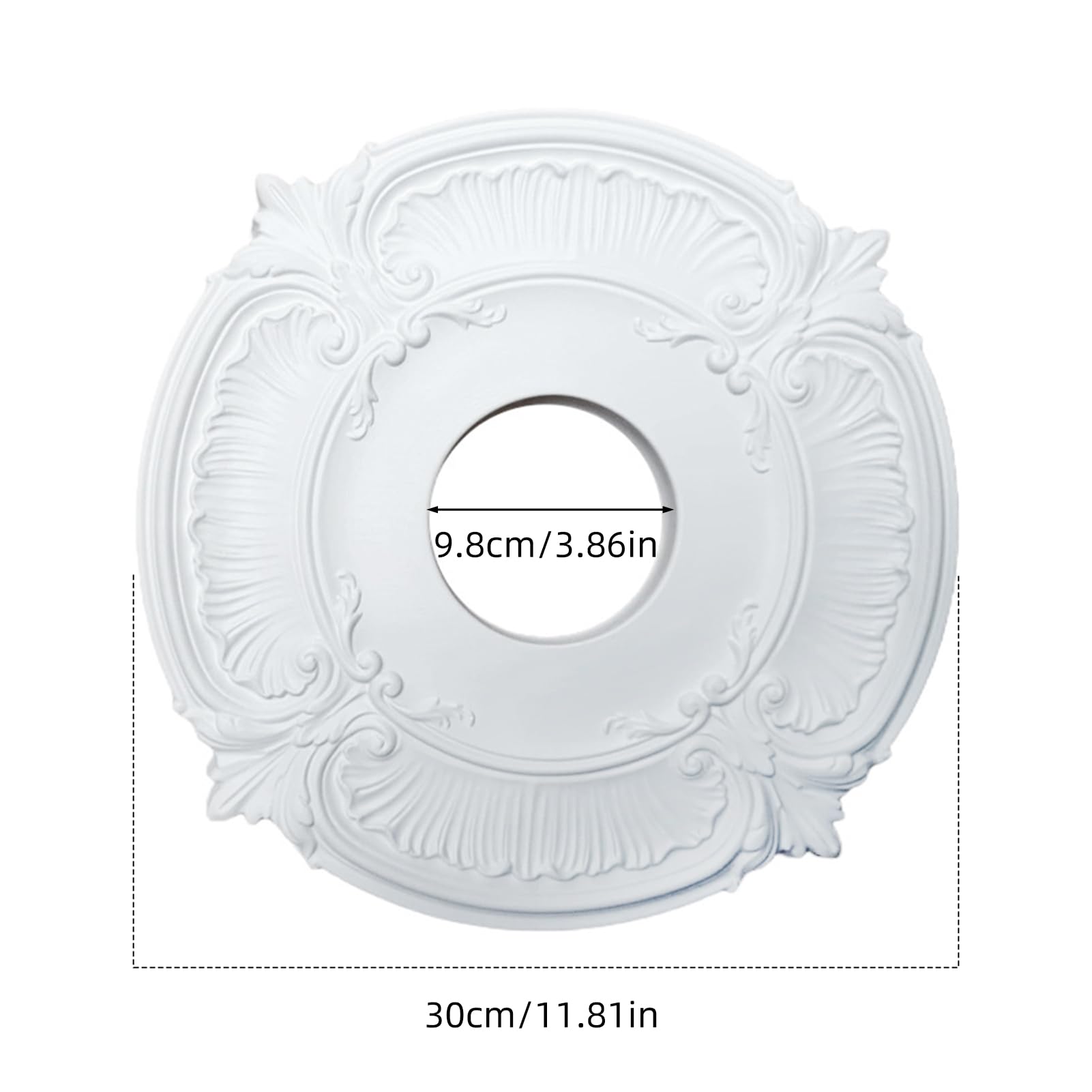 NICENEEDED PU Ceiling Medallion 12 Inch OD x 3.9 Inch ID, Lighting Ceiling Cover Plate Ceiling Fan Medallion - Image 2