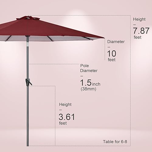 Miniatura 77 de Tempera Patio Market Outdoor Table Umbrella with Push Button Tilt and Crank,Large Sun Umbrella with Sturdy Pole&Fade resistant canopy,Easy to set
