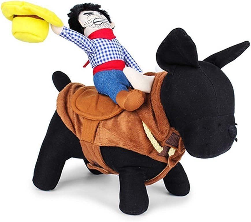 LUCKSTAR Funny Pet Christmas Costume, Novelty Pet Supplies Cowboy Rider Horse Riding Designed with Money Purse Outfit Apparel Christmas Dress Up Decoration Prop Gift for Cat Dog Puppy (L)
