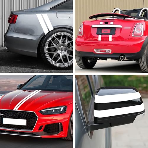 Miniatura 4 de Leasinder 4 calcomanías reflectantes de rayas para guardabarros de rueda de automóvil, calcomanías reflectantes de Vinly de advertencia de