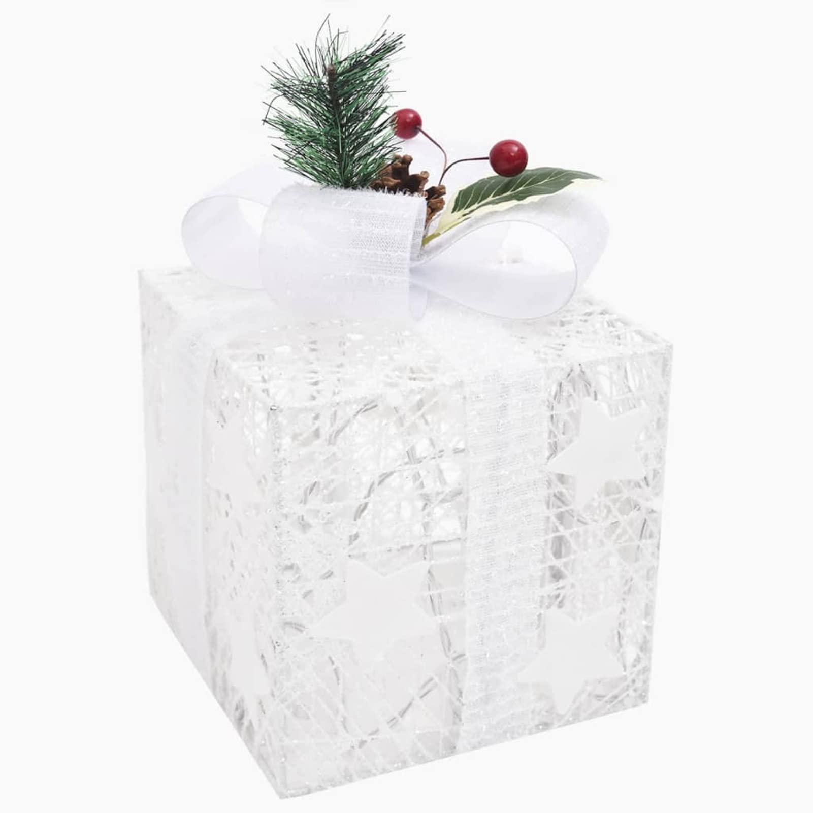 Cajas Decorativas 3 Piezas, Figuras De Navidad Exterior, Decoración Exterior Navidad, Adornos Navideños, Figura Luz Navidad, Plateado