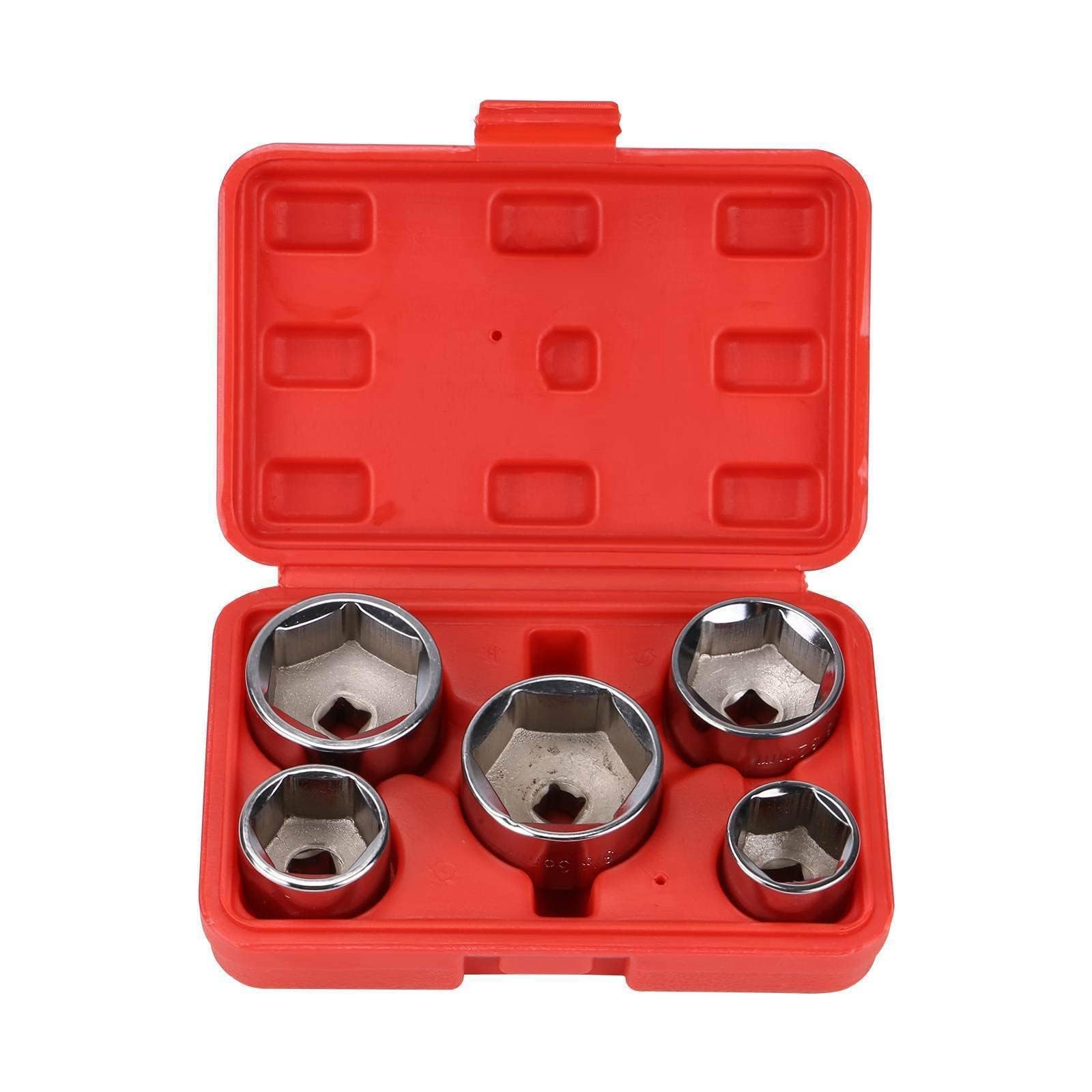 5-Piece Heavy-Duty Oil Filter Removal Socket Set – 3/8" Drive, 24–38mm – Precision Cap Wrench Kit For Quick & Hassle-Free Car Oil Filter Changes – Durable Carbon Steel Construction – Fits Most Vehicle