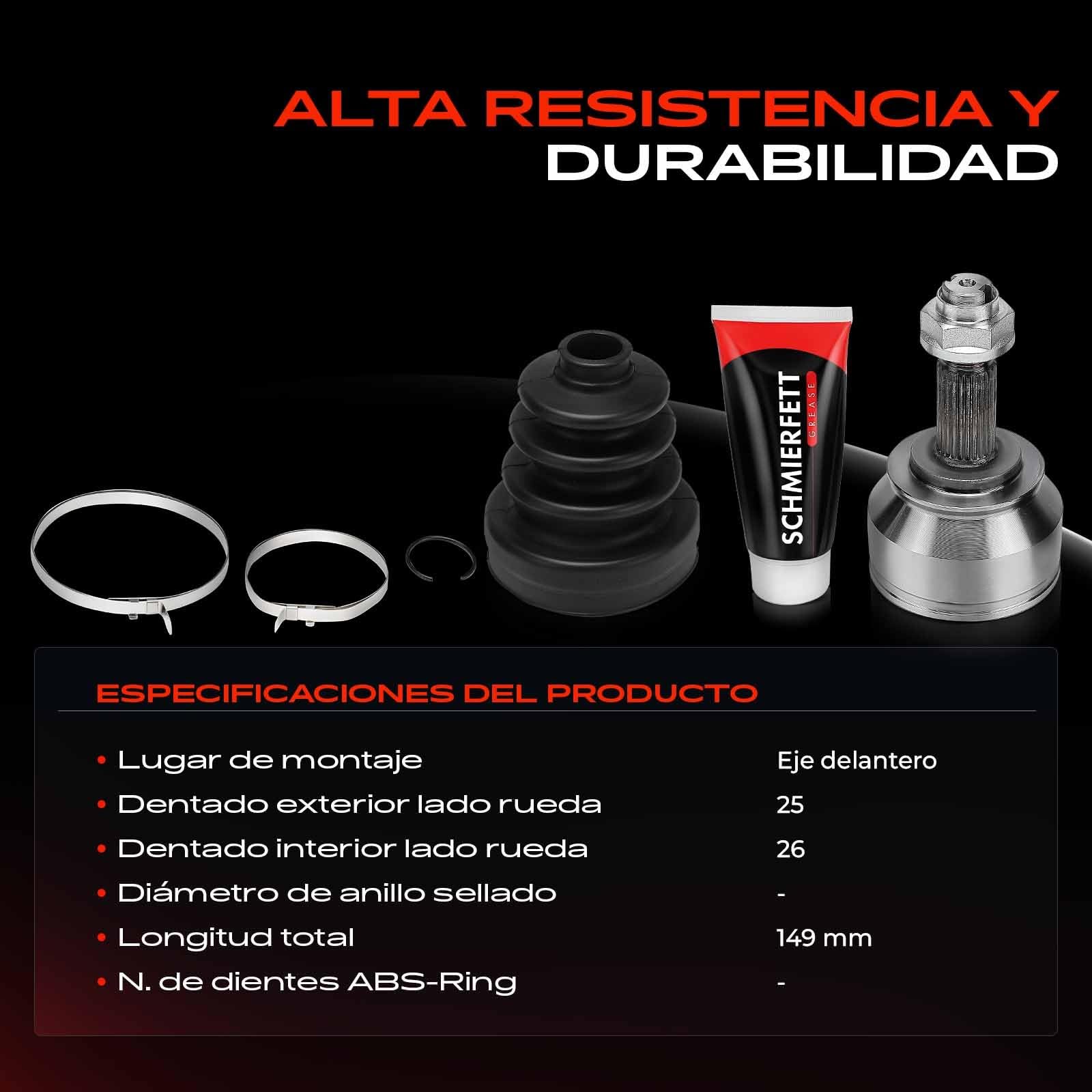 Frankberg Juego de juntas homocinéticas lado de la rueda eje delantero | VKJA5398; Compatible con: Bravo II 198, Plataforma plana/chasis Doblo 263, Stilo Van 192, Doblo MPV 263, Stilo 192