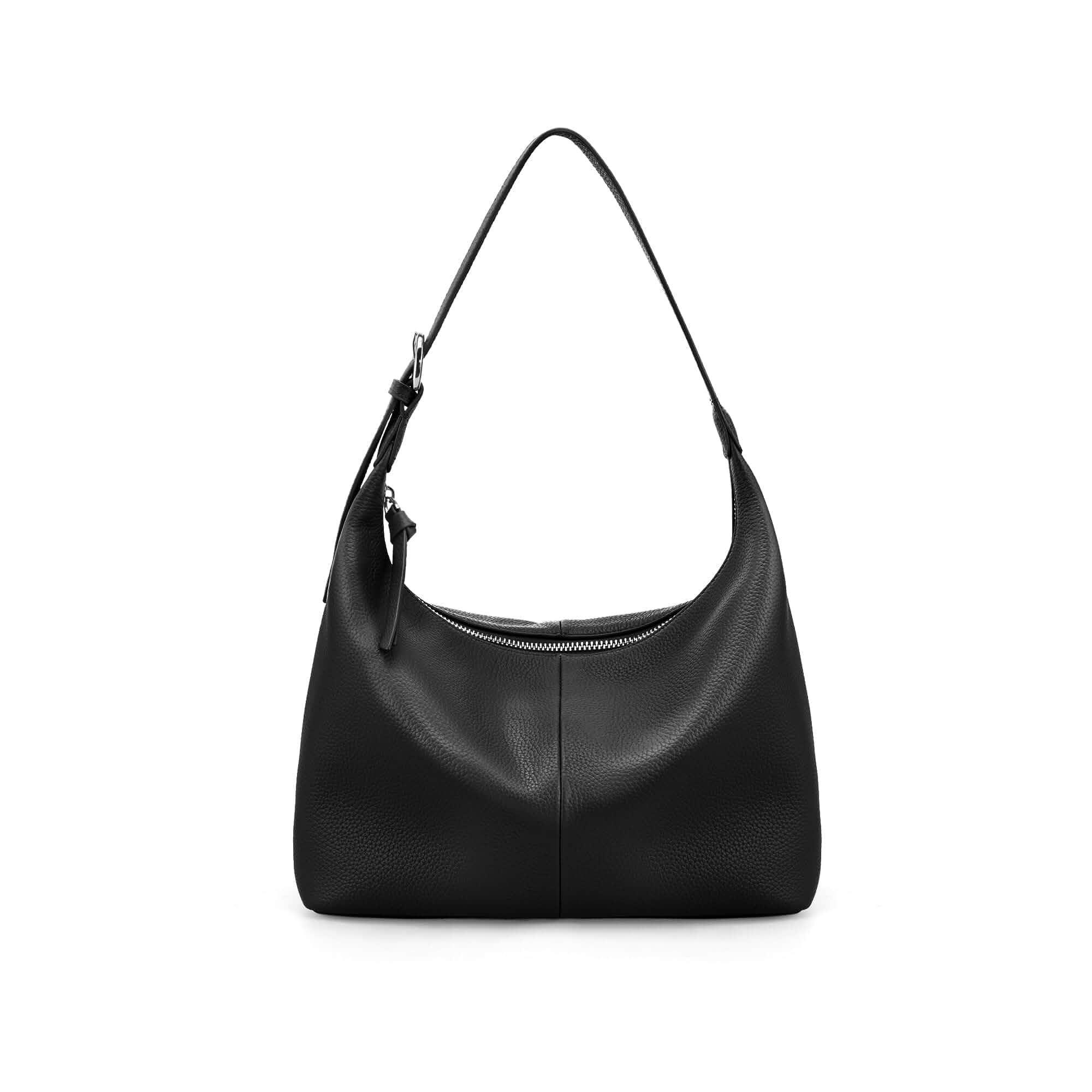 befen Genuine Leather Slouchy Hobo Bags for Women, Work Shoulder Purses Small Casual Underarm Handbags with Adjustable Strap, Soft Zippered Hobo Purses for Everyday Shopping Travel