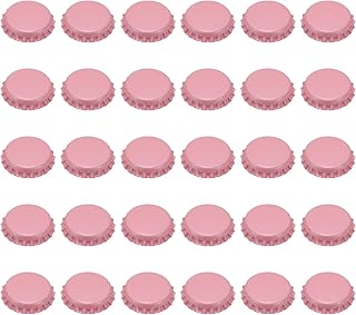 uxcell 60 Pcs Oxygen Absorbing Beer Bottle Caps, 32mm Pry Off Bulk Crown Caps Bottle Toppers for Soda Beer Wine Glass Bottles Home Brewing DIY Pendants or Craft Scrapbooks, Pink