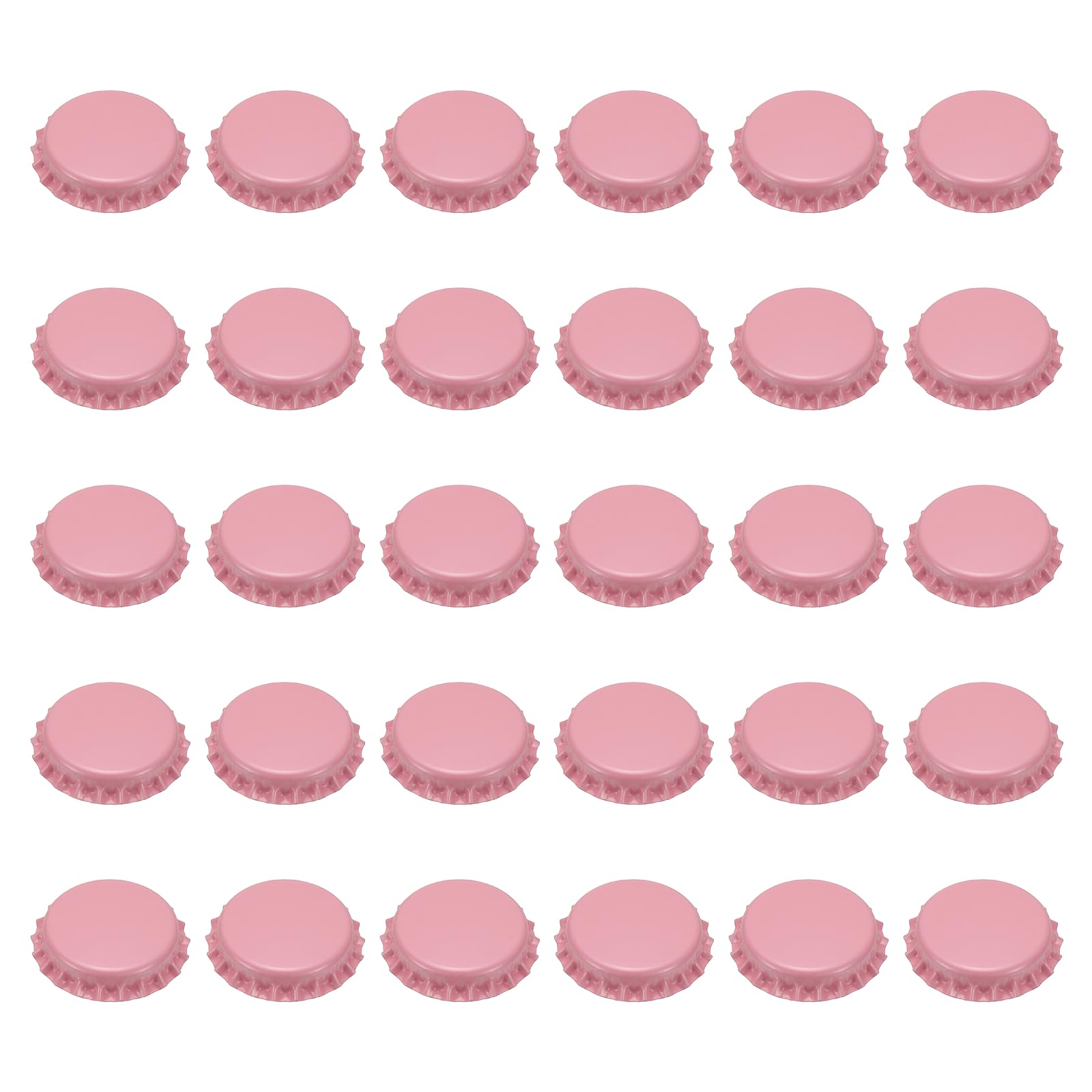 sourcing map 60 Pcs Oxygen Absorbing Beer Bottle Caps, 32mm Pry Off Bulk Crown Caps Bottle Toppers for Soda Beer Wine Glass Bottles Home Brewing DIY Pendants or Craft Scrapbooks, Pink