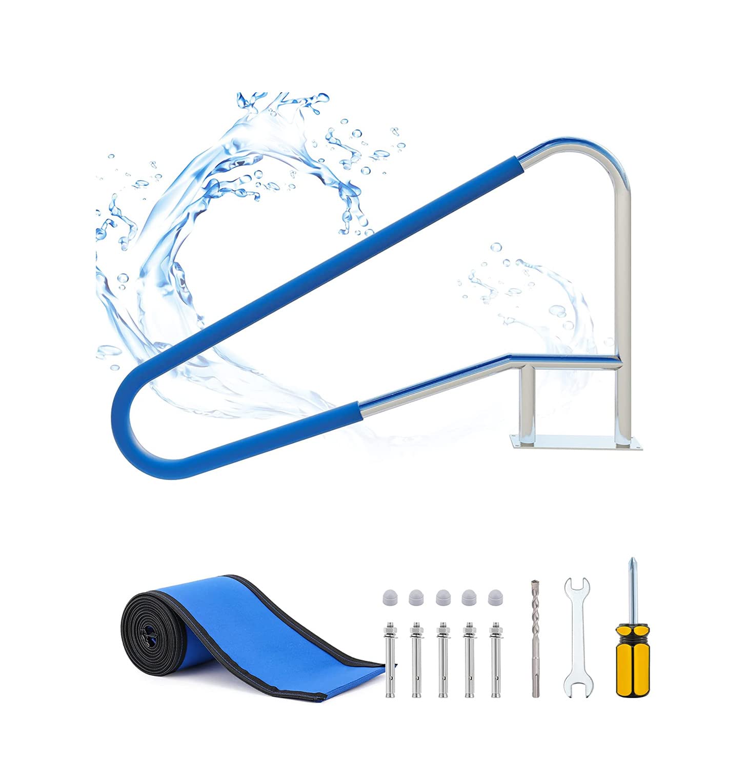 MSHGSKU Pool Handrail - Braced Easy Mount Grab Rail with Self-Taping Screws for Garden and Backyard Pools