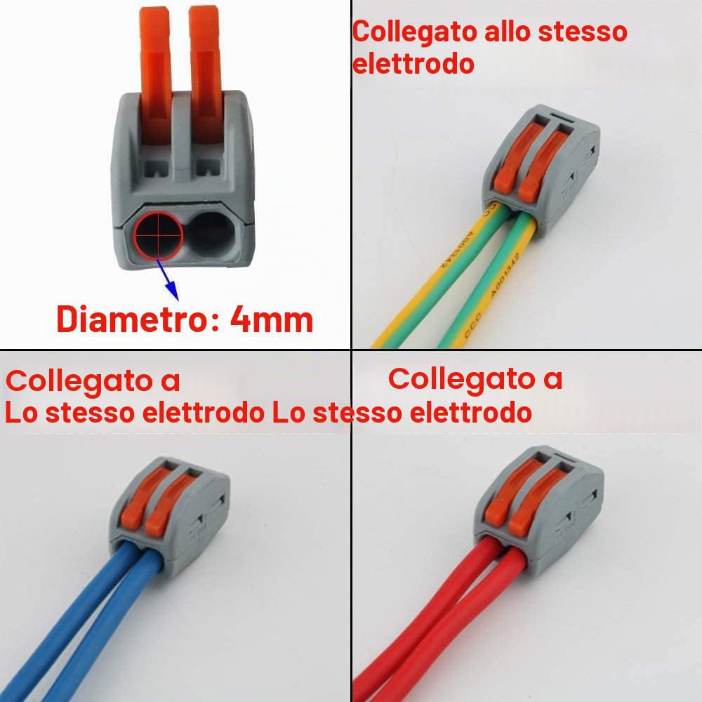 Morsettiere Elettriche, CESFONJER Connettori Elettrici Rapid, 2 Porte Conduttore Compatto Connettore, Leva-Dado Cavo Connettore, Morsettiera Connettore Molla (33pcs)