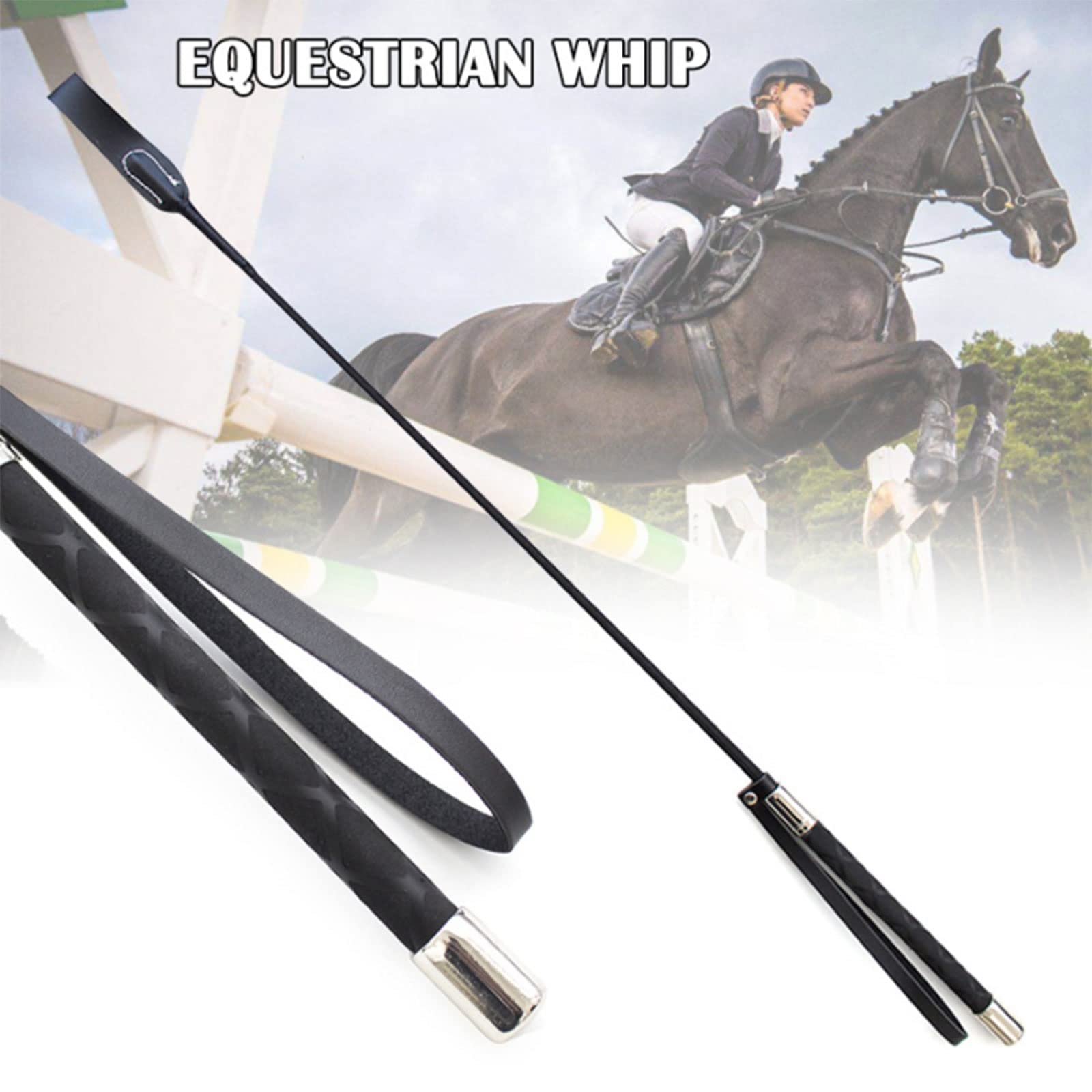 Wygwlg Látigo para Caballos de Fusta, látigos para Caballos de Cuero de PU, látigos para Montar Ligeros, con Mango de Gel de Agarre Antideslizante, para Puesta en Escena, Cosplay