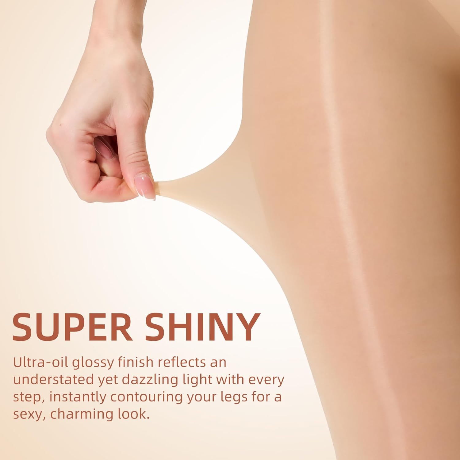 2 Pairs Plus Size Shiny Tights For Women， 40D Sheer Shimmer Pantyhose High Waist Oil Glossy Stockings - Image 2