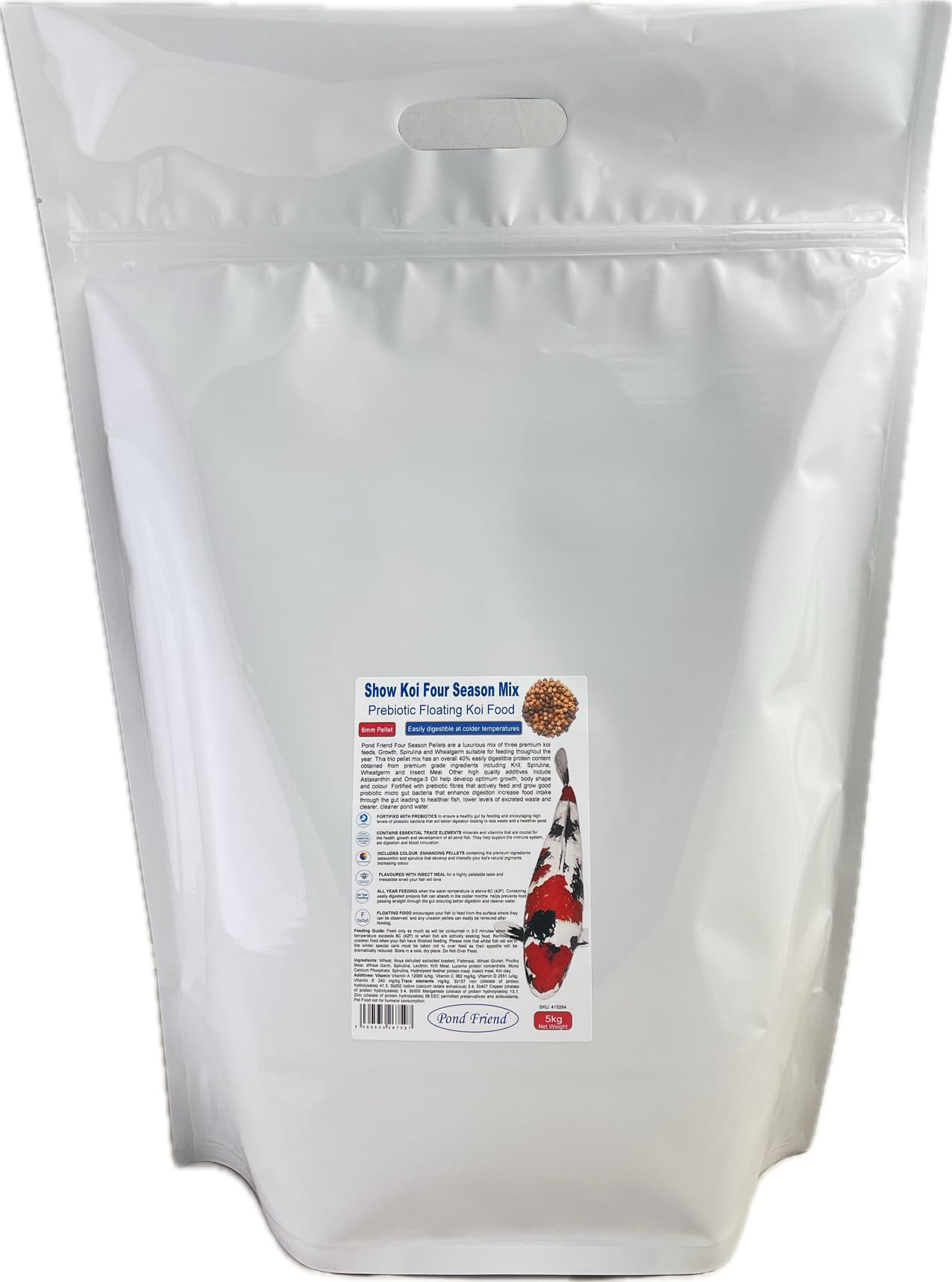 Pond Friend Show Koi Four Season Mix Floating Pond Pellets 5kg 6mm Fish Food Fortified With Prebiotics That Feed Probiotic Bacteria Aiding Digestion & Immune System Health