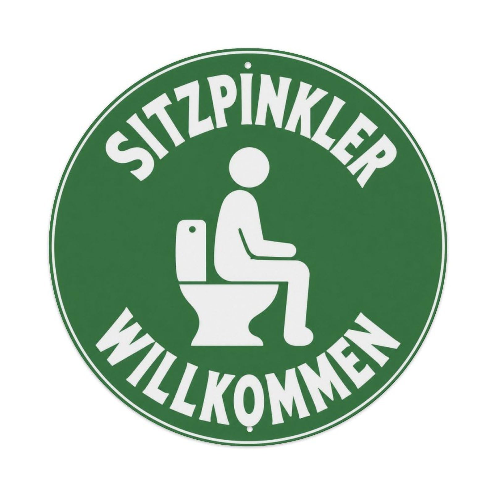 Olyhtr 8X8inch Classic Style Sitzpinkler Willkommen Public Humor German Rustic Badge Metal Tin Sign