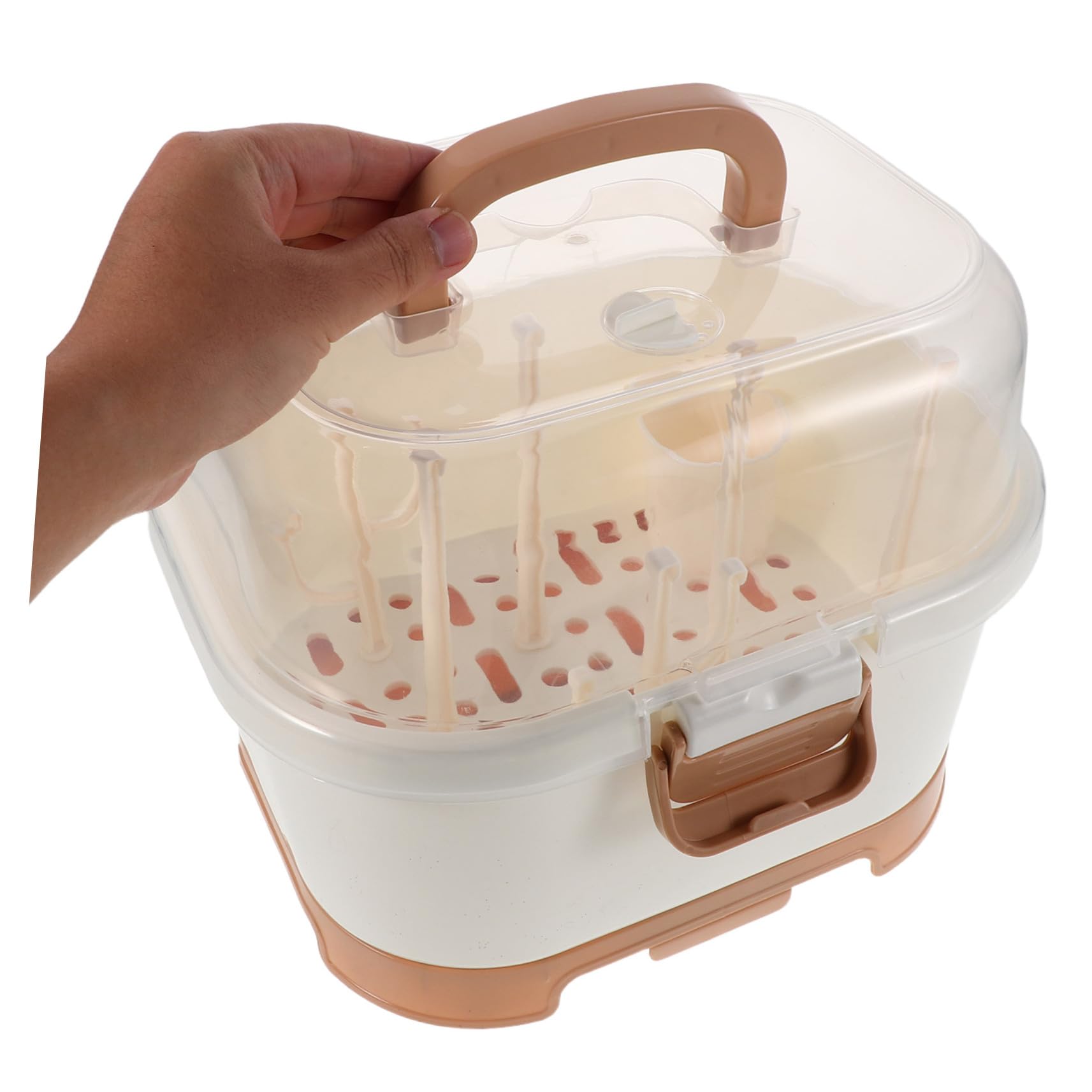 Caja Organizadora para Biberones con Tapa, Plástico, Diseño Vertical y Portátil para Viajes y Salidas, Almacenamiento Ordenado de Utensilios de Alimentación