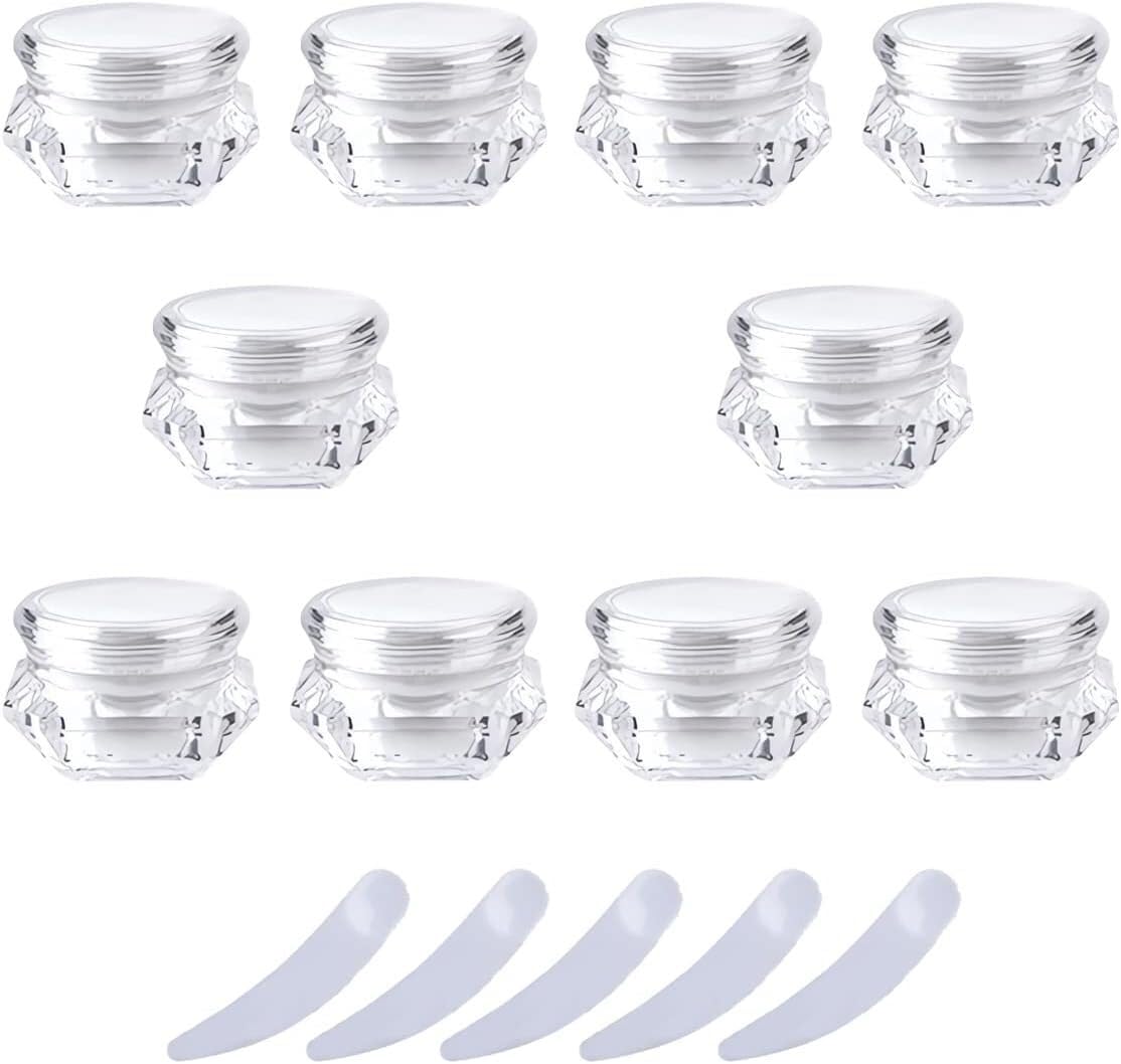 KRXSOBNV Cosmetic Jars, Pack of 20, Diamond Shape Plastic Cosmetic Jars, Sample Pots With Screw Cap(5ml)