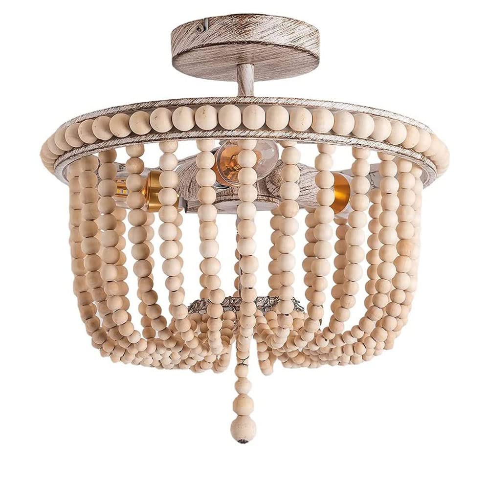 CSXSXAUO Chandelier Bo Miya Wooden Beads Chandeliers Retro Wood Beaded PENDENT LAMP Modern Farmhouse Restaurant Decorative Art Suspended E126 Ceiling Indoor Lighting Decor Pendant Light Sta