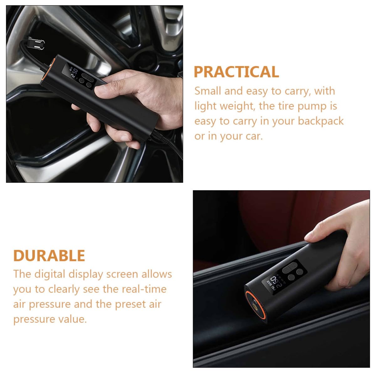 MAGICLULU Inflador de Neumáticos Linterna para Coche y Bicicleta Portátil y Compresor Eléctrico Pantalla Digital Ligero para Camping | Auto Stop a Presión Preajustada, para Coche y Bicicleta, Uso en Senderismo y Camping