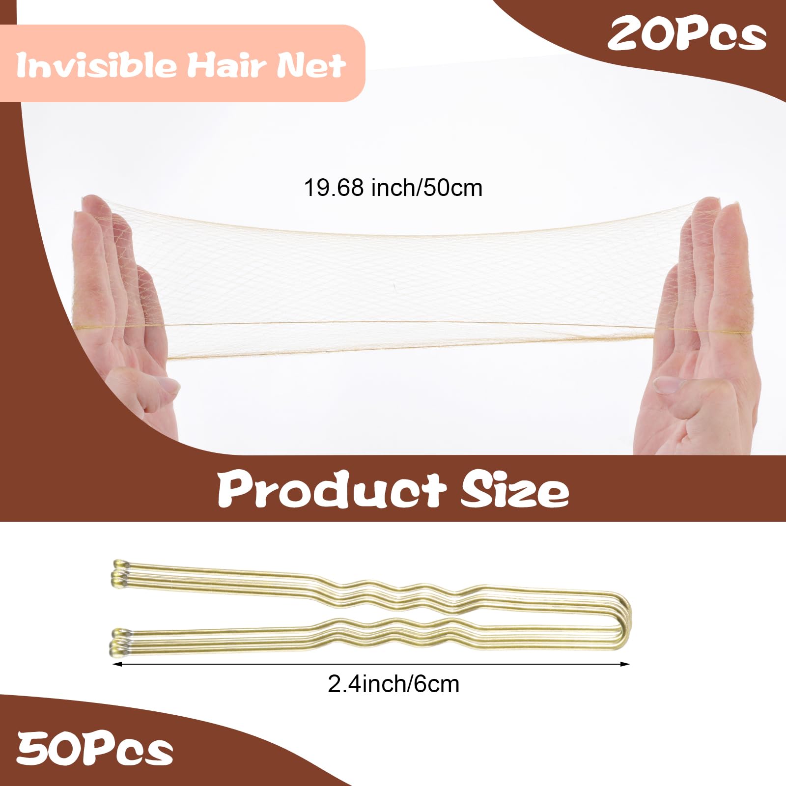 Giantree Redes para moños invisibles pelo 20 uds con 50 horquillas U para ballet