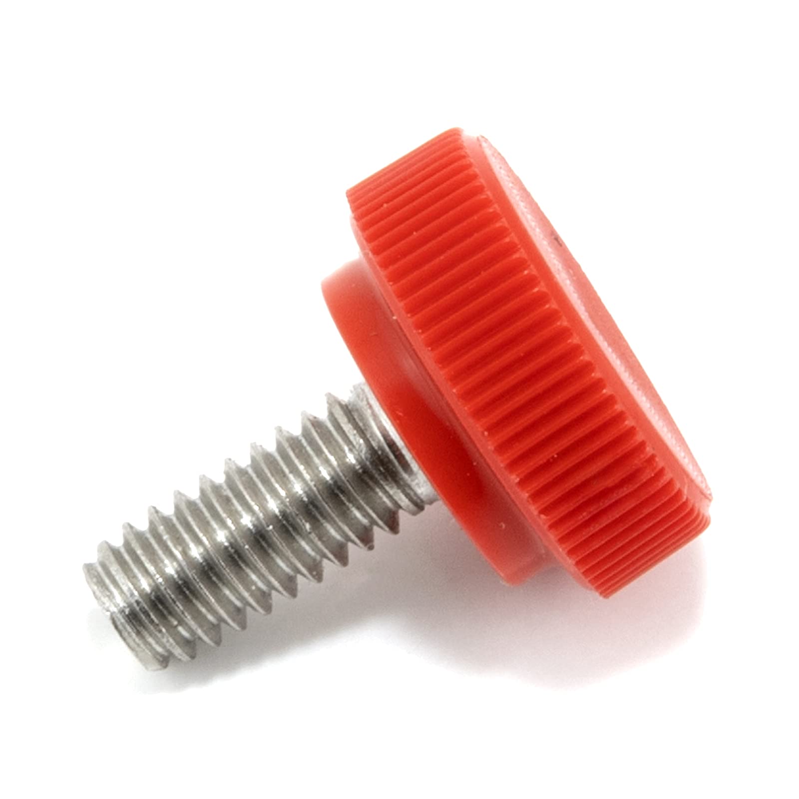 #8-32 x 3/8" Thumb Screw Stainless Steel - Red Knurled Round Plastic Knob - Standard/Coarse Thread Thumbscrew - Length: 0.375" - Proudly Built in USA (Package of 4)