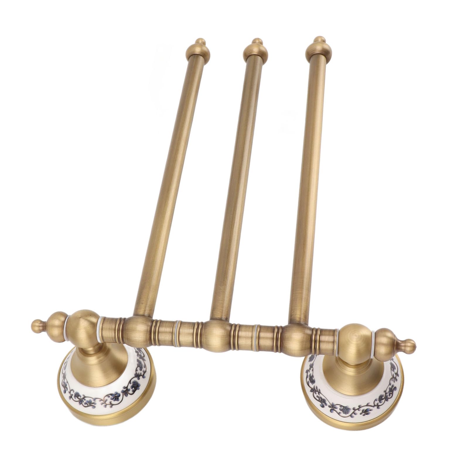 Hyuduo Toallero Giratorio de Latón Antiguo con Cuatro Varillas Giratorias, Colgador de Toallas Montado en la Pared, Construcción de Latón para Toallas de Mano de Baño, Uso en Baños (Tres Varillas)