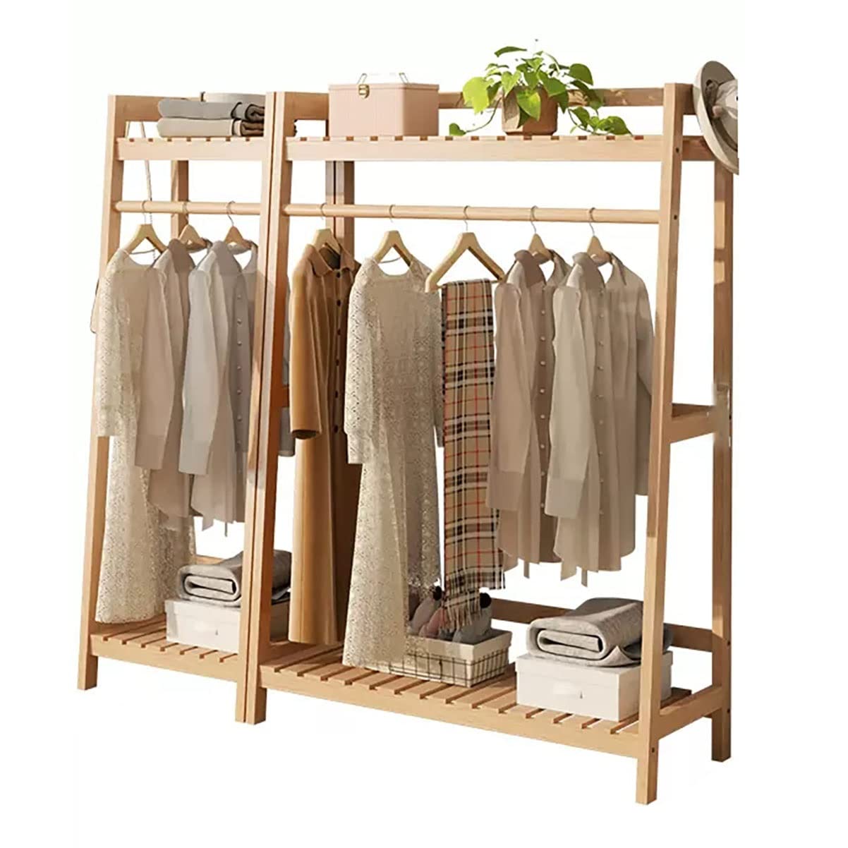 Heavy Duty Clothes Rack Garment Rail Shoe Bench Coat Stand Rack Hanger 2 Clothing Racks for Hanging Clothes