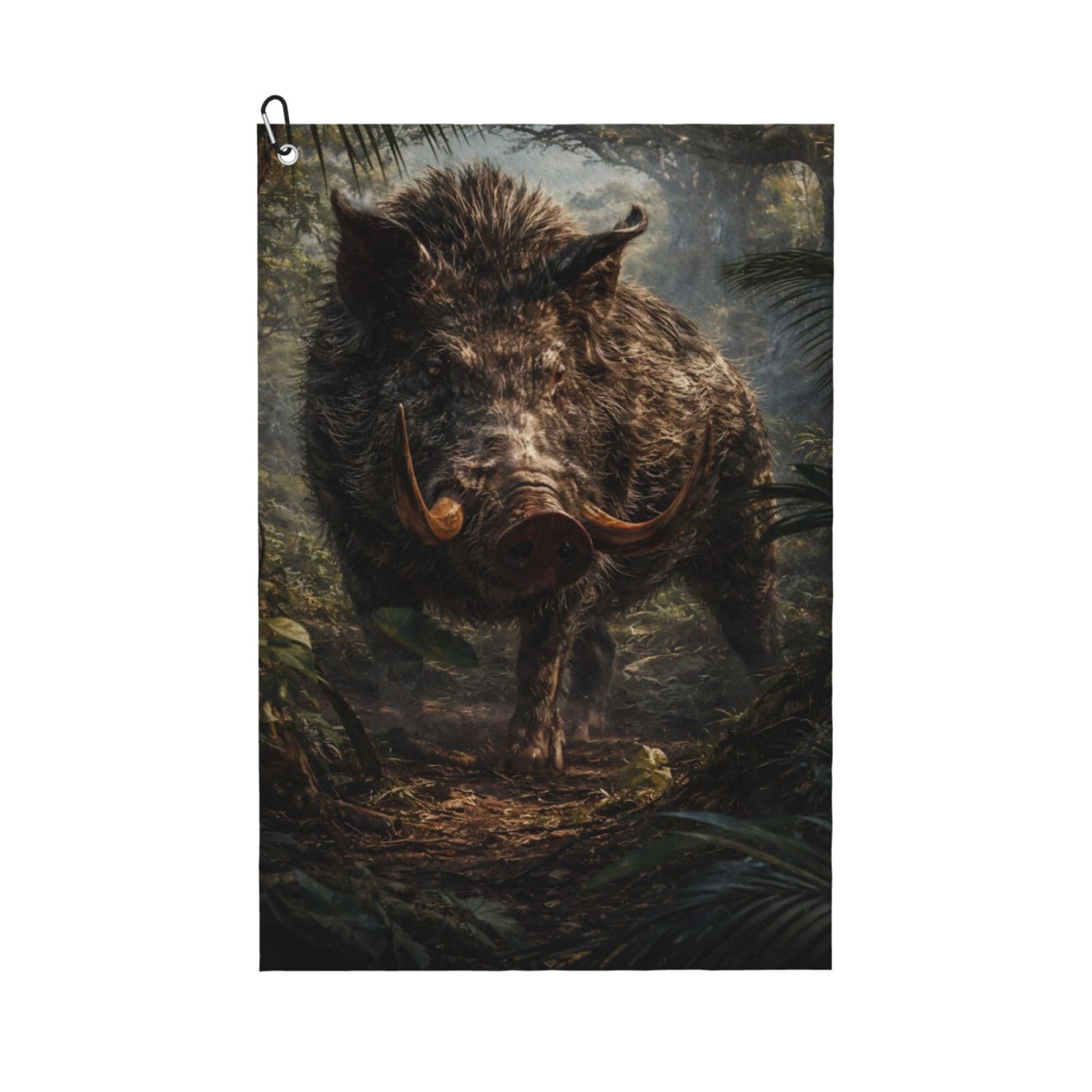 Oudrspo Wild Boar Realistic Fun Pattern Multi-Functional Golf Towel | Absorbent Quick Drying 16x24in