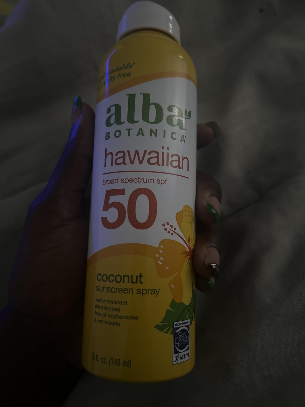 Alba Botanica Hydrating Sunscreen Spray, SPF 50 Broad Spectrum Protection, Instantly Moisturizing, Water Resistant (80 minutes), Hypoallergenic, Oxybenzone-Free, 5 Fl. Oz