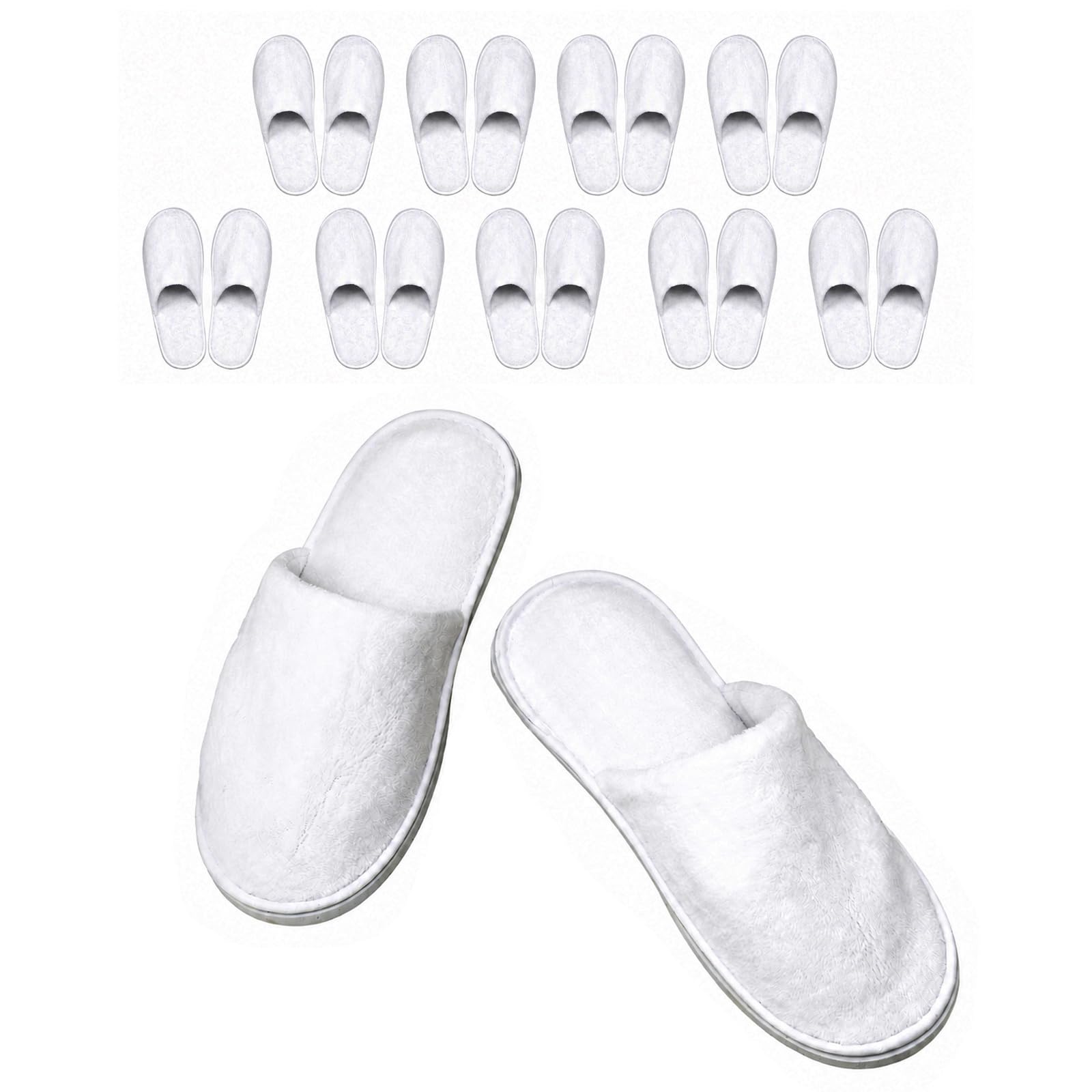 10 Pairs Disposable Cotton Velvet Closed Toe Spa Slippers