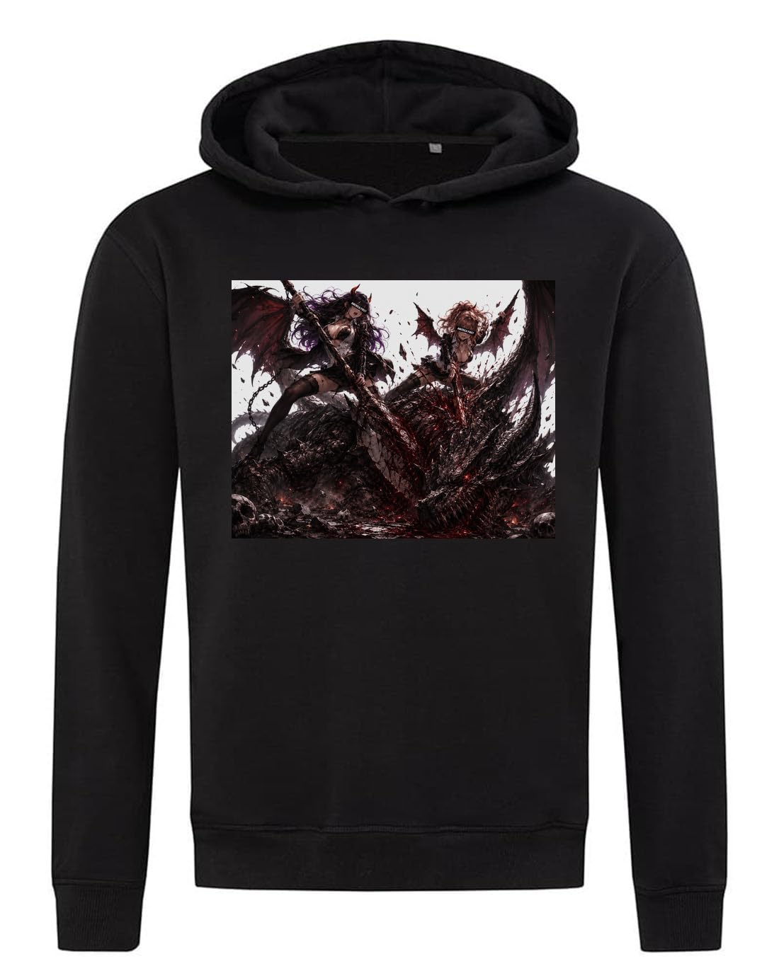 Demonic Girls Slaying Dark Dragon bluza z kapturem bluza z kapturem mieszanka bawełny czarna