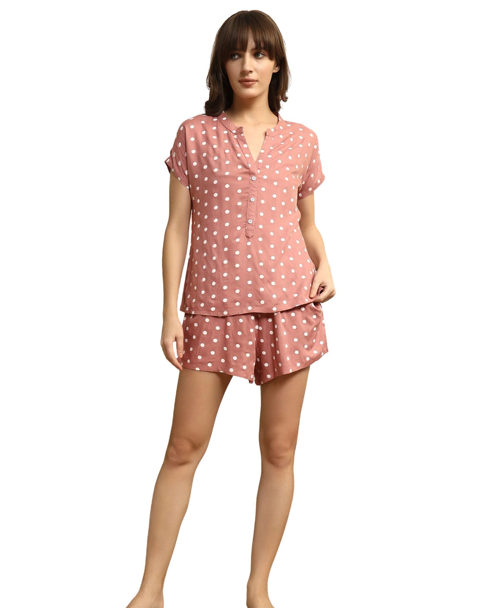 addyvero Women Short Sleeve Viscose Rayon Lose Fitting Printed Top Shorts Elastic Waist Set Night Suit-picture-19