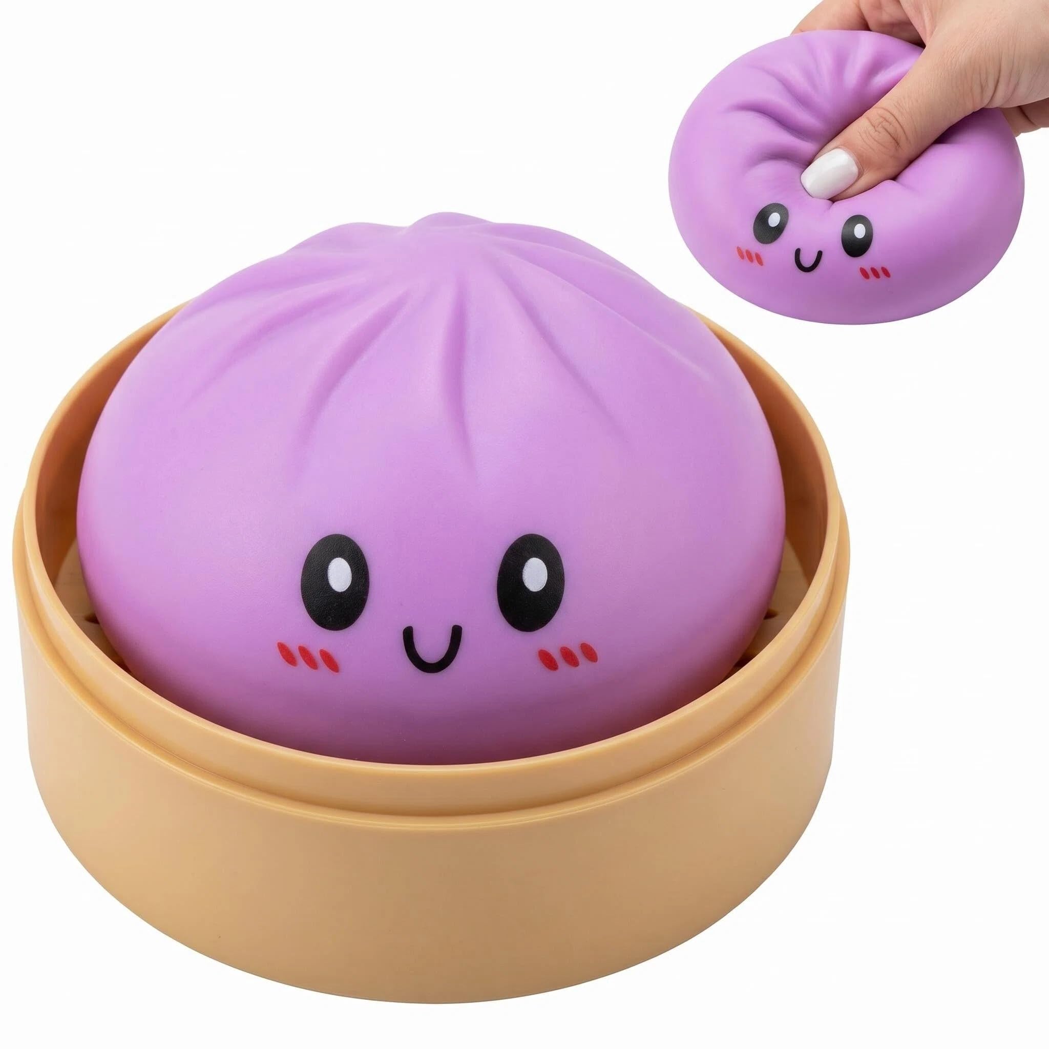 1PCS Dumpling Squishy Toy - Soft Silicone Giant Dumpling Squishy, Dumpling Toy for Relaxation, Cute Bun Shape Squeeze (Purple)