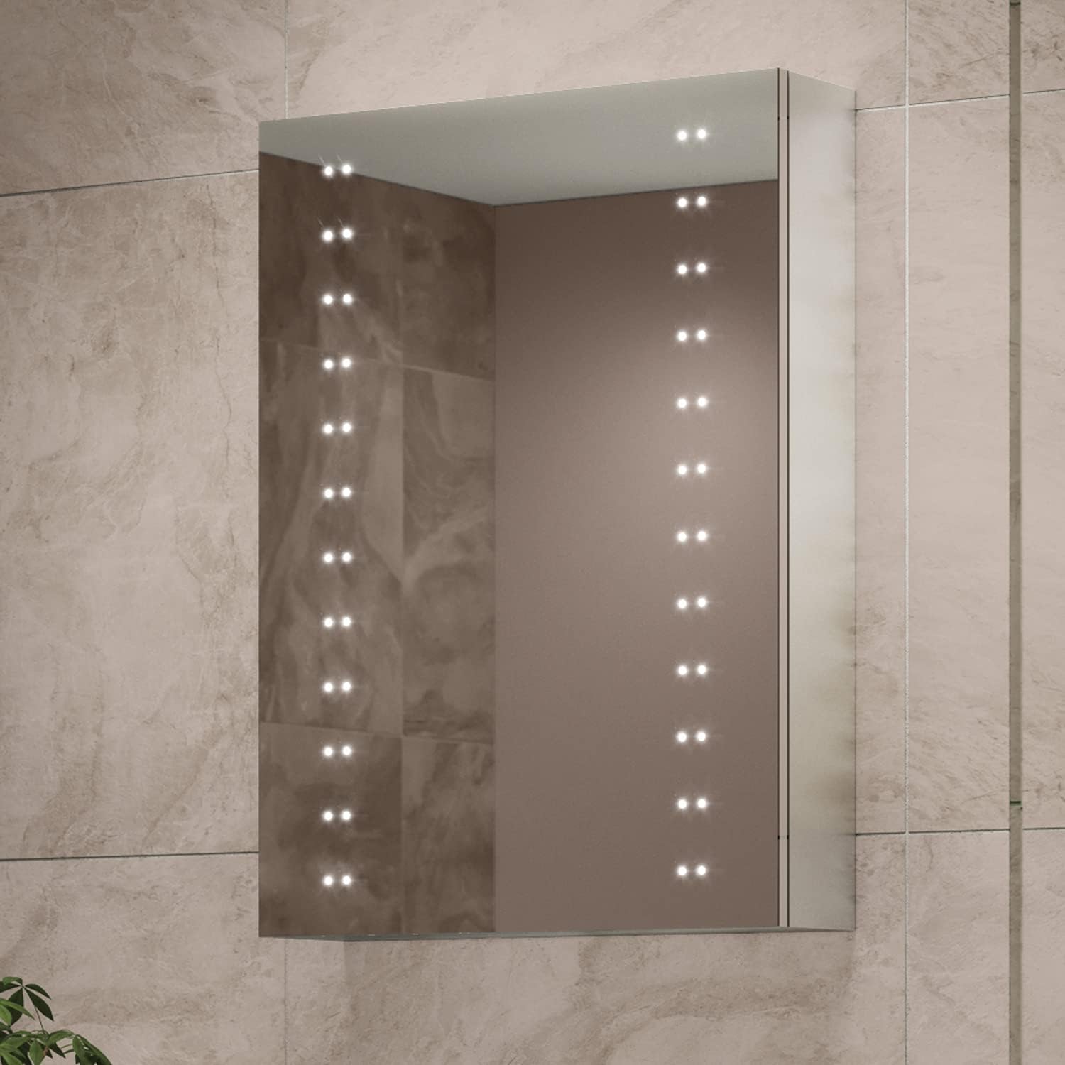 Pebble Grey Hollis LED Illuminated Bathroom Mirror with Shaver