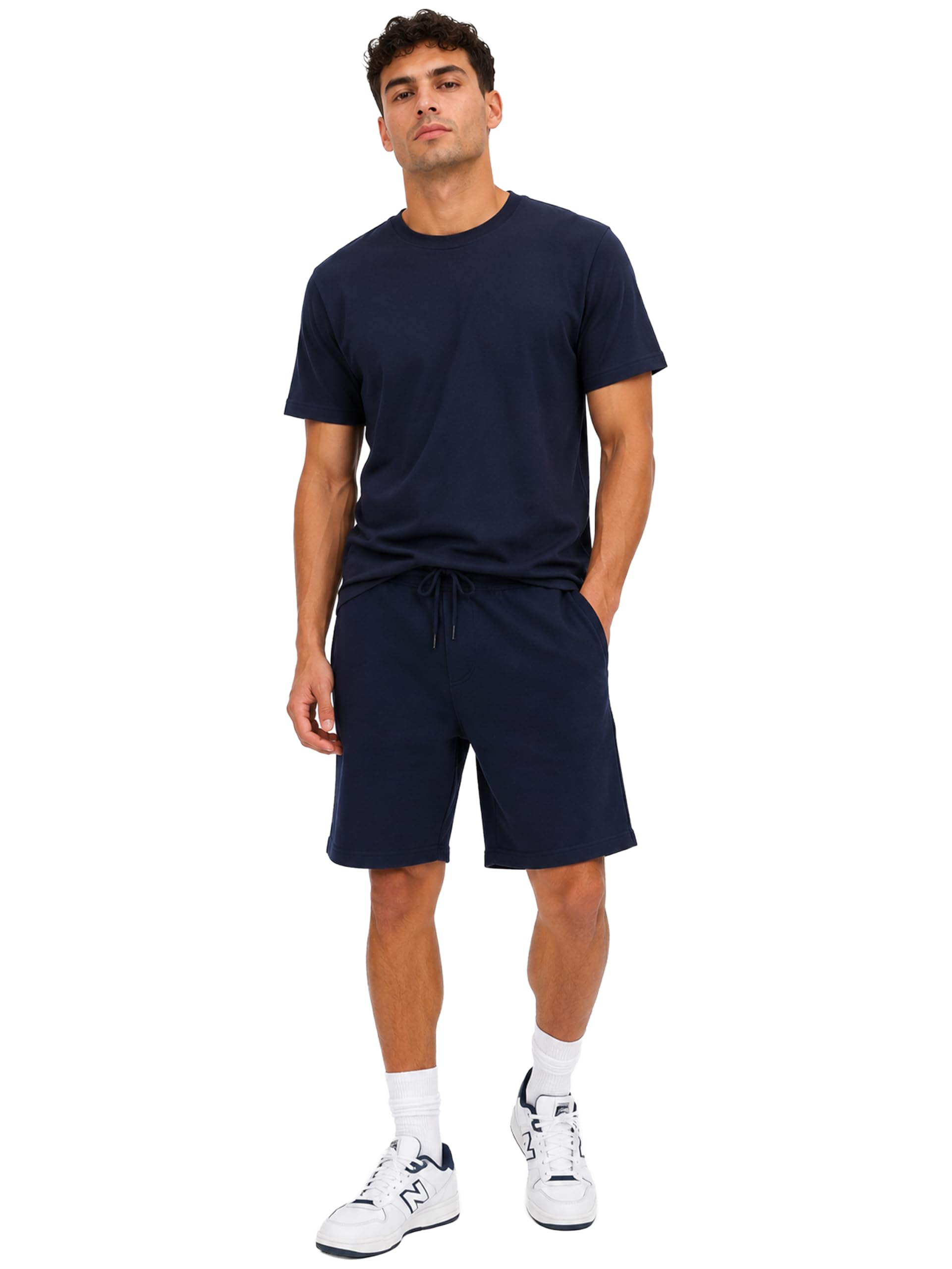 BRAND KRUZE Set maglietta da uomo girocollo a maniche corte tinta unita e pantaloncini casual regular fit