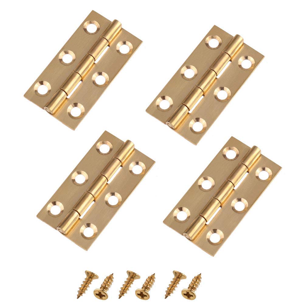 Liyafy 1 Inch Butt Hinges for Cupboard Cabinet Home Furniture Hardware Door Folding Butt Hinge Copper Tone 4 Pcs