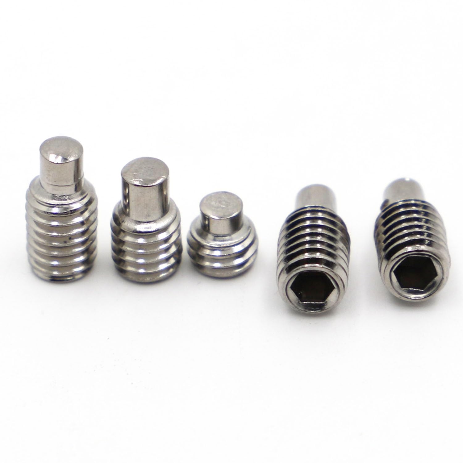 Tornillo autorroscante M3, M4, M5, M6, M8 304, terminal de acero inoxidable, extremo convexo, juego de enchufes hexagonales con punta de perro GB97 DIN915 (25 mm, M4, 20 piezas)