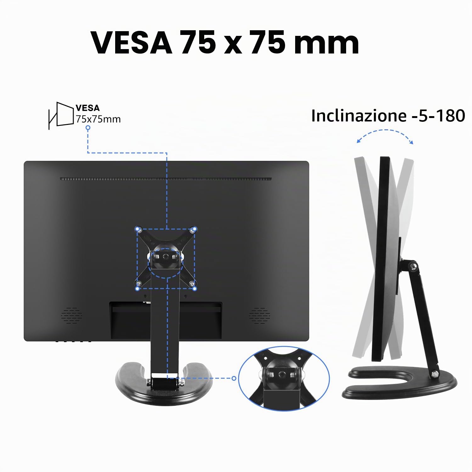 23,8 Pollici Monitor PC Touchscreen, IPS FHD 1080P con HDMI, VGA e USB | Schermo con Altoparlanti Integrati, 75Hz, VESA, Monitor Touch per Gaming e Ufficio