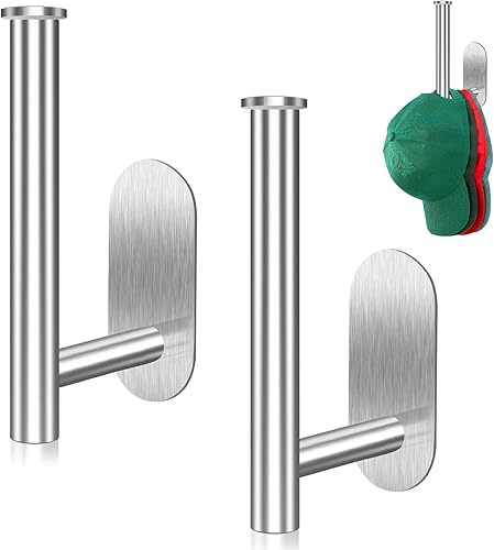 Miniatura 8 de Eiito Percheros para gorras de béisbol, ganchos adhesivos para sombreros para pared, percha de gorra de béisbol de acero inoxidable (negro)