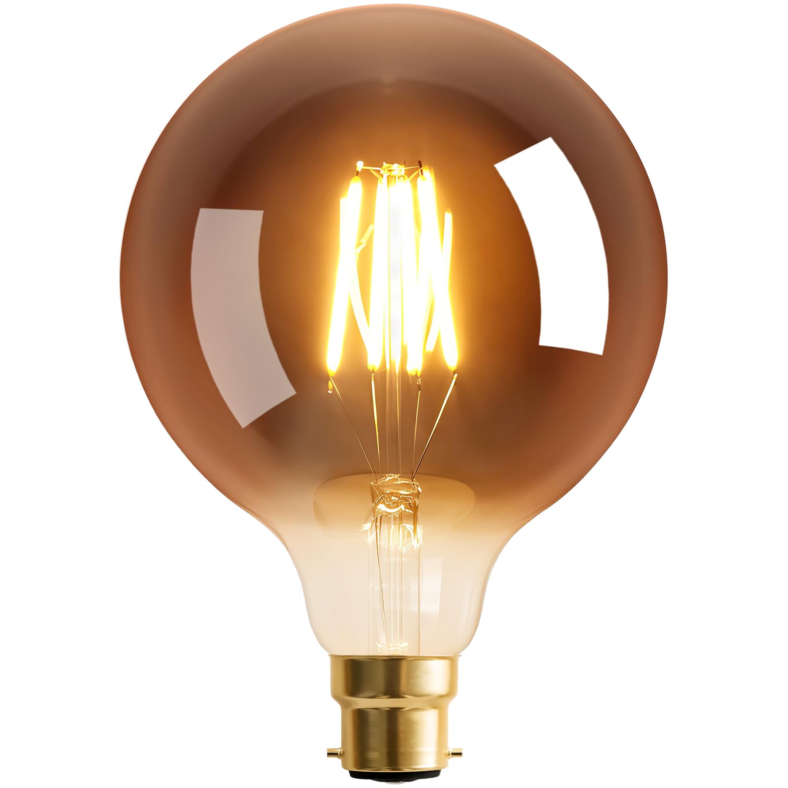 Terafeels Edison Bulb B22 Light Bulb, 6W, 2700K Warm White Glow, Dimmable, Grey Glass, G125 Large Vintage LED Bulb, Bayonet Light Bulb for Lamp and Decoration