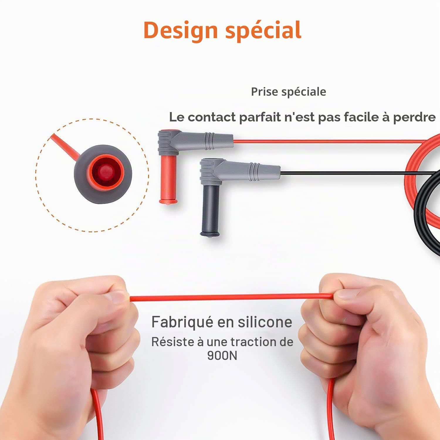 KAIWEETS Sondes de Multimètre, Kit de Test en Silicone Souple pour électricien, Cordons de Mesure avec Pinces Crocodiles et Sonde à Aiguille