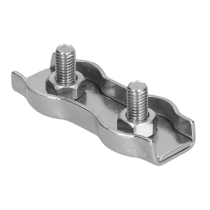 Stainless Steel Cable Clamps, Simple Operation Duplex Wire Rope Clip for Ship for Heavy Rigging for Bare Antenna(Default)
