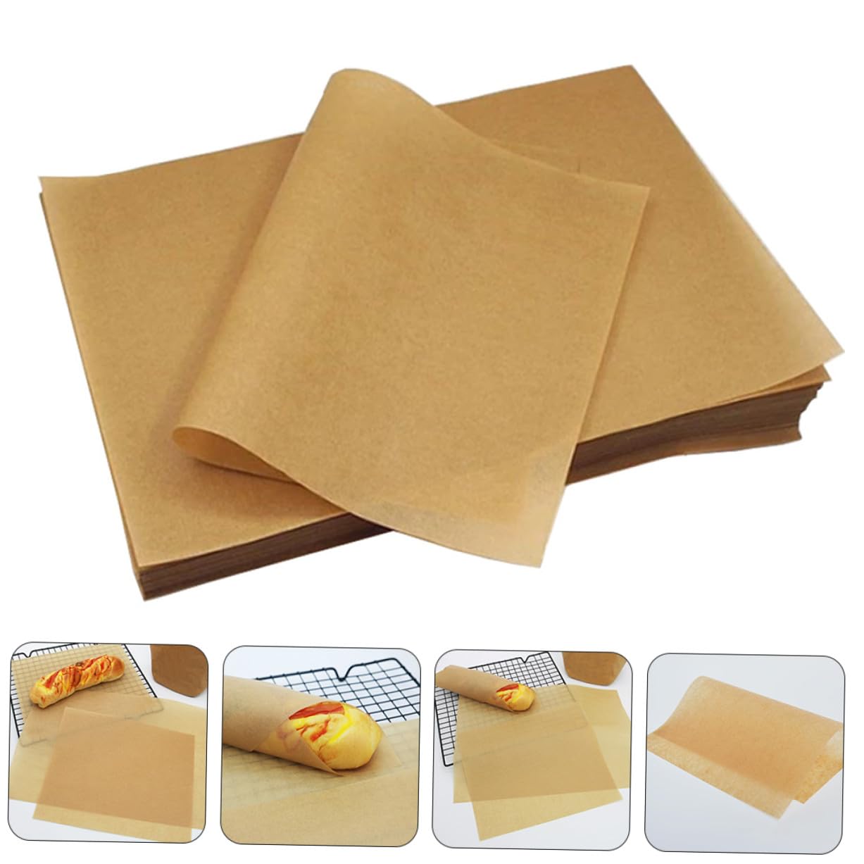 100 pièces Papier Cuisson Kraft Naturel Non Blanchies pour Barbecue Pâtisserie Cuisson Résistante Antidérapante Cuisine Sécurisée