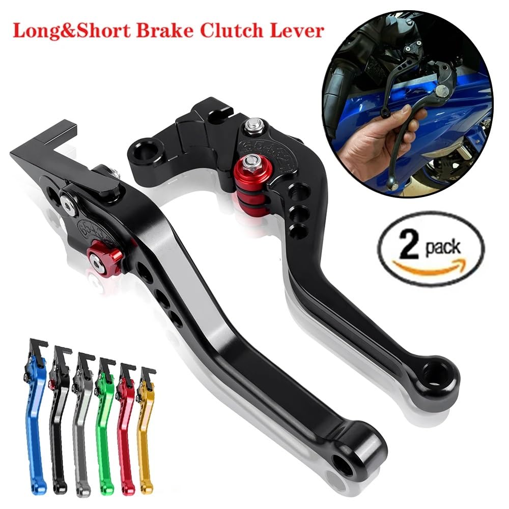 Koppelingshendel Voor BMW F800GS Voor ADV F800R F700GS F650GS Motorfiets Lange & Korte Verstelbare Rem Koppeling Hevels Handvat Hendel Koppeling Remhendel (Kleur : Short black
