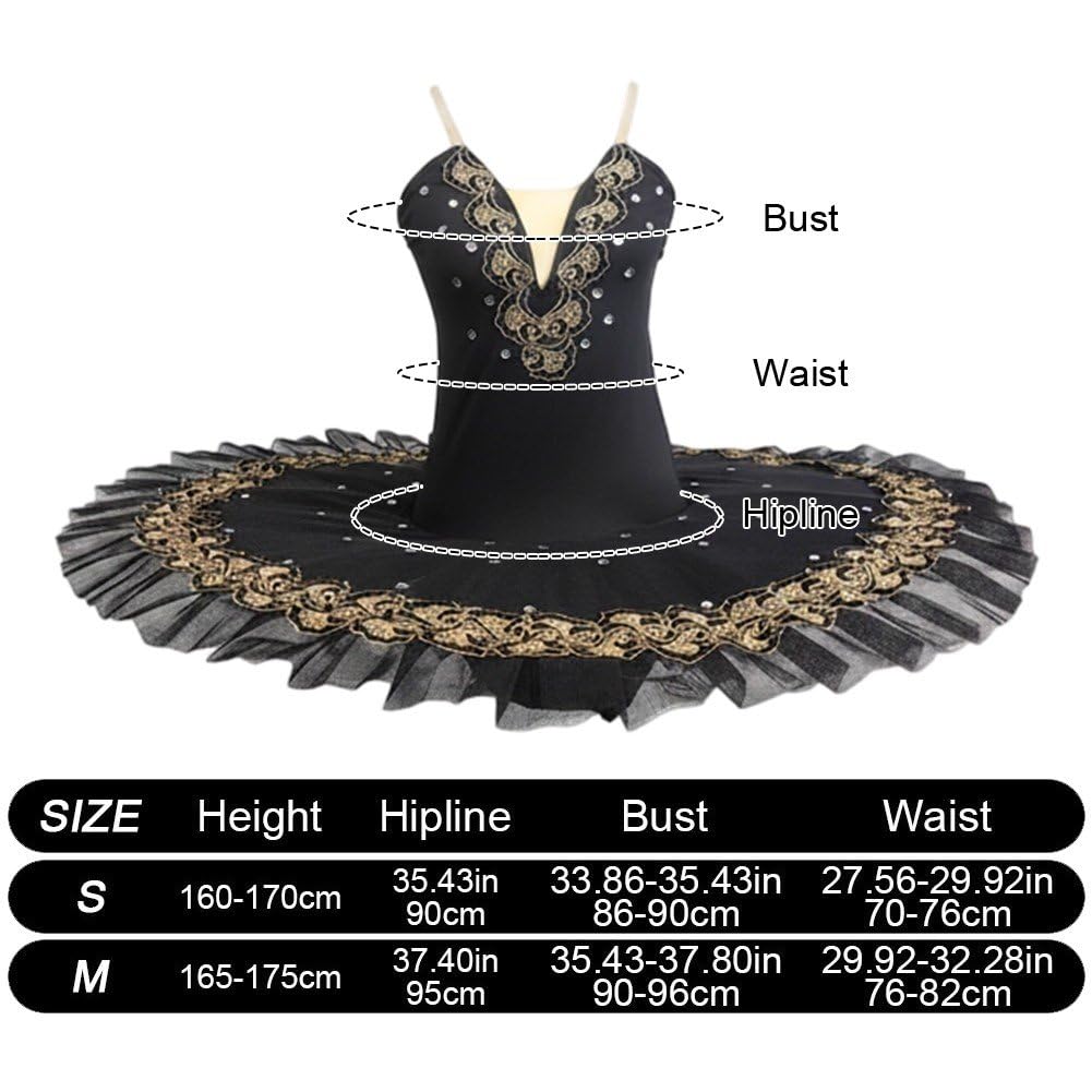Costumi Ballo Professionali del Lago dei Cigni, Body Balletto con Ricami di Paillettes, Abbigliamento Ballo, Abito tutù a Pancake