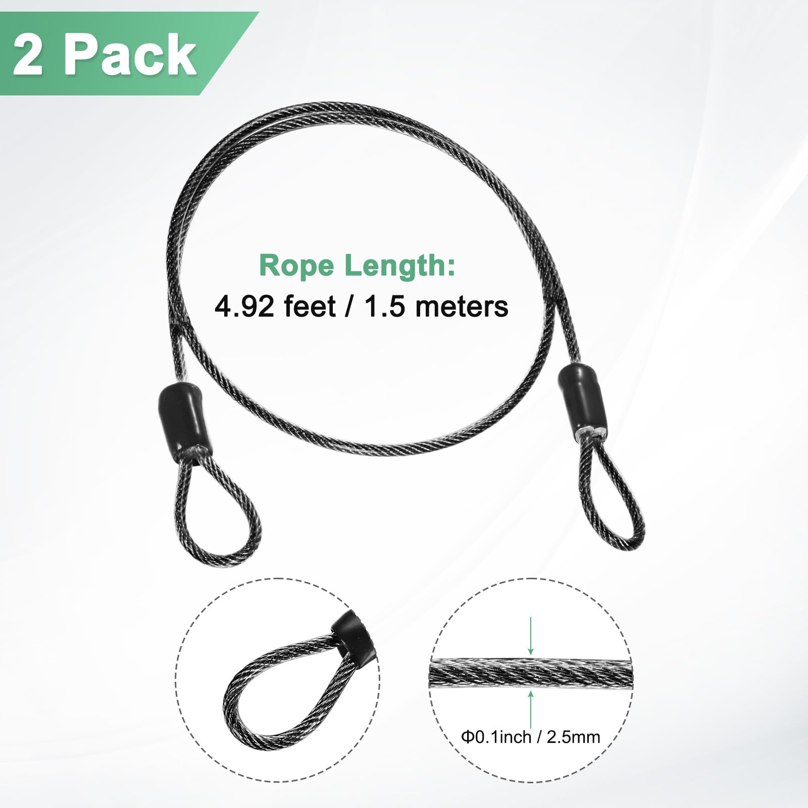 M METERXITY 2-Pack Security Cable Lock - Image 3