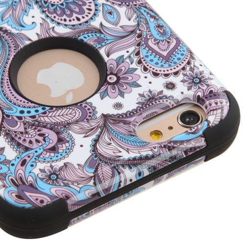 Kaleidio Case Compatible For Apple iPhone 6 Plus / 6S Plus (5.5") [TUFF] Armor Dual Layer Hybrid Case [Includes a Overbrawn Prying Tool Stylux Stylus/Pen Dust Plug Combo] [Blue Purple Paisley]