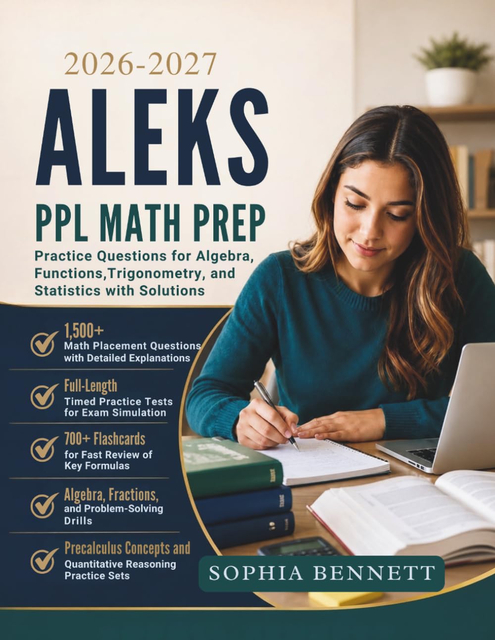 ALEKS PPL Math Prep: Practice Questions for Algebra Functions Trigonometry and Statistics with Solutions